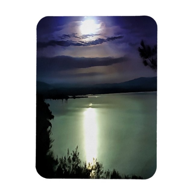 Íman Uma Lua Cheia Que Reflete A Arte Náutica Do Egeu (Vertical)