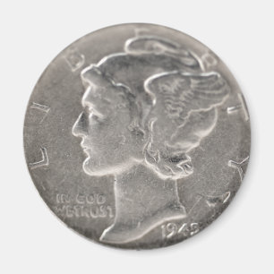 Íman Uma moeda de dez centavos fina