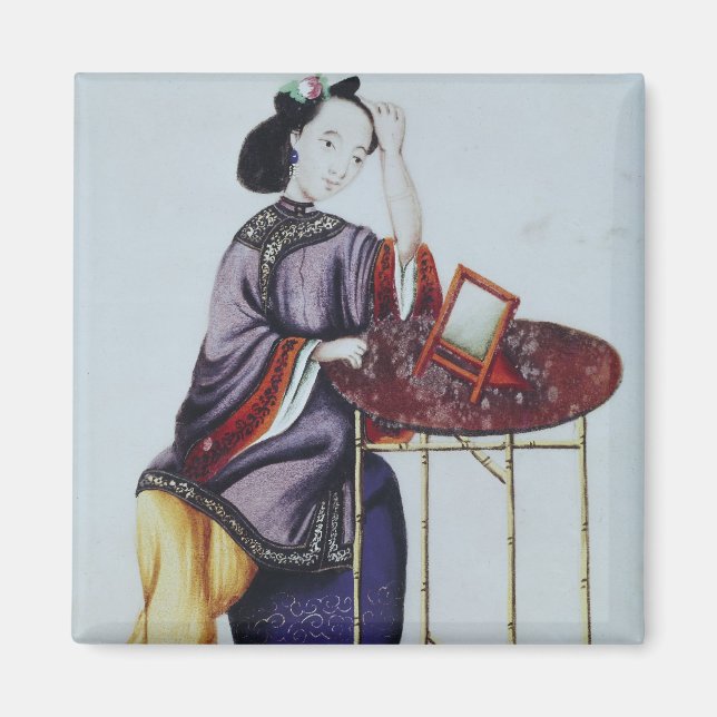 Íman Uma mulher chinesa arranjando seu cabelo (Frente)