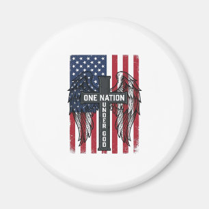 Íman Uma Nação Sob Deus Camisa Patriótica Asas Cruz_1