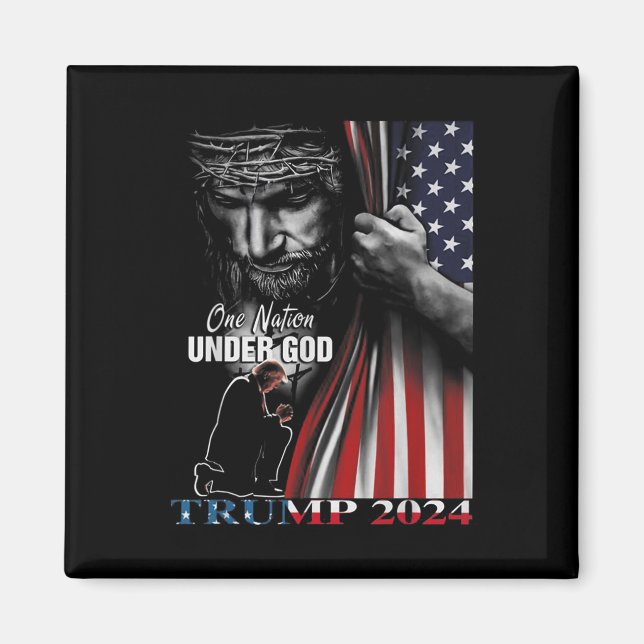 Íman Uma Nação Sob Deus Trump 2024, Bandeira de Deus Am (Frente)