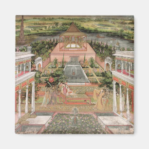 Íman Uma princesa de Mughal em seu jardim (gouache no
