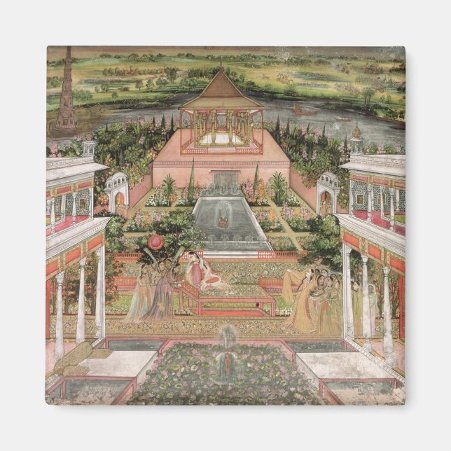 Íman Uma Princesa Mughal em seu Jardim (dourada no pape (Frente)