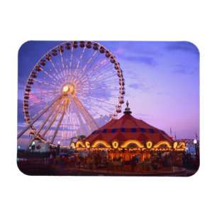 Íman Uma roda gigante e carrossel no Navy Pier em
