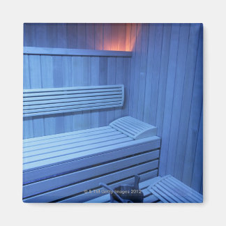 Íman Uma sauna em luz azul, Suecia.