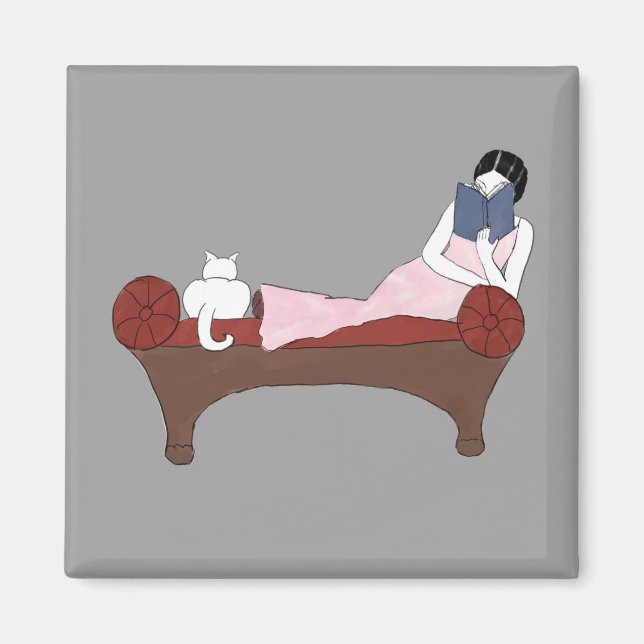 Íman Uma Senhora, Um Gato e Um Bom Magneta De Livro (Frente)