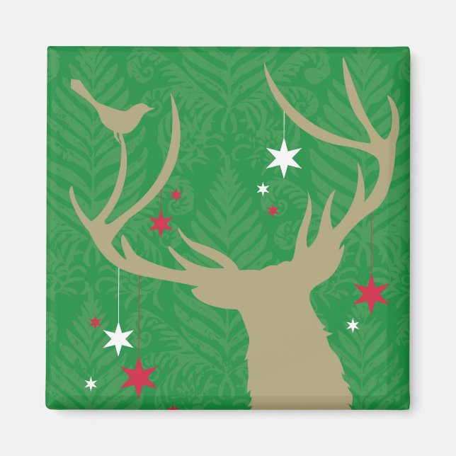 Íman Uma silhueta de cervo com estrelas penduradas na s (Frente)