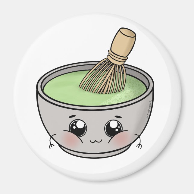 Íman Uma tigela de chá matcha - Kawaii (Frente)