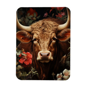 Íman Uma Vaca Marrom nas Flores
