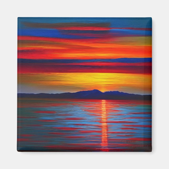 Íman Uma versão abstrata do pôr do sol do oceano (Frente)