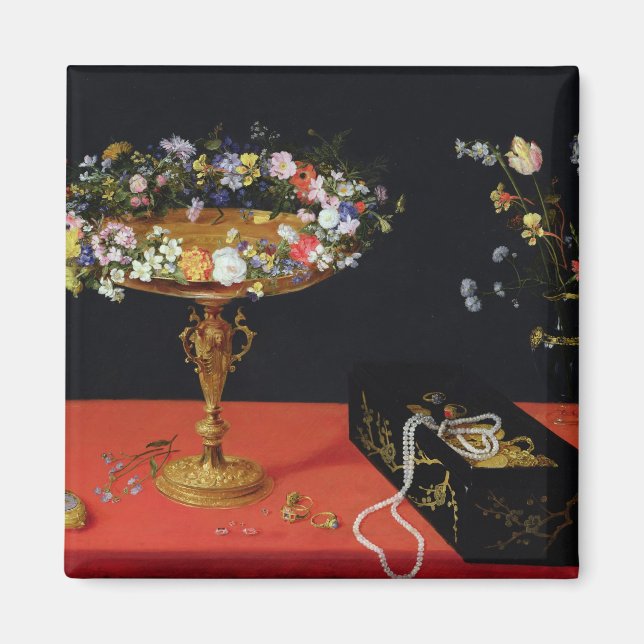 Íman Uma Vida Estática de Tazza com Flores (Frente)