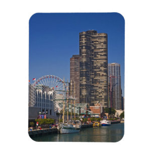 Íman Uma vista do Pier de Marinho de Chicago