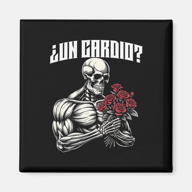Íman Un Cardio Espalda. Calaca Con Flores Rosas (Frente)