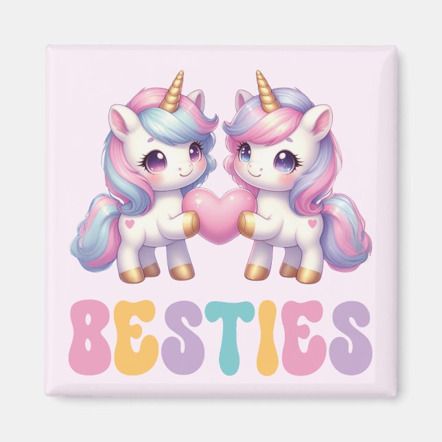 Íman Unicorn Besties Melhores Amigos para Sempre (Frente)