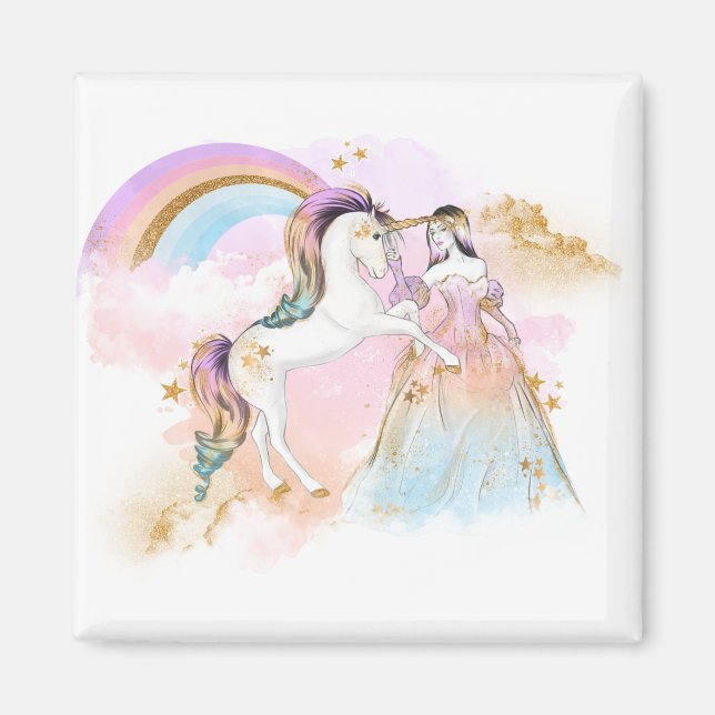 Íman Unicorn Clipart Rainbow Fairytale (Frente)