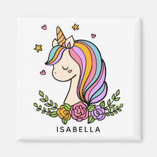 Íman Unicorn Cute Whimsical Girly Personalised Name