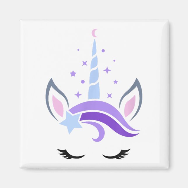 Íman Unicorn Face Eyelashes Celestial Moon Star Boho Lu (Frente)