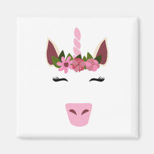 Íman Unicorn Face Eyelashes Sorri Flor Wreath Halloween