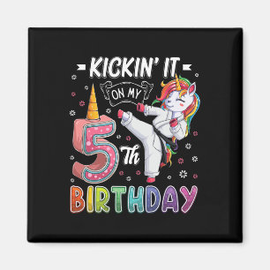 Íman Unicorn Karate 5 Birthday 5 anos Taekw