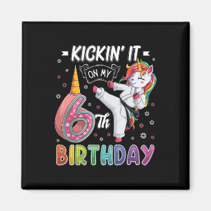 Íman Unicorn Karate 6 Birthday, 6 anos Taekwo
