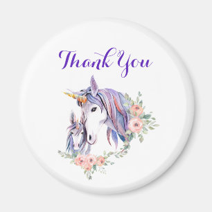 Íman Unicorn Mãe e Bebê Watercolor Floral Obrigado