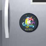 Íman Unicorn Magic Princess<br><div class="desc">Esta design apresenta um maravilhoso e brilhante unicórnio com ouro de corno com um fundo de estrelas e a tipografia moderna "Magical Princess" escrita em ouro. Um presente incrível para ela.</div>