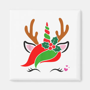 Íman Unicorn Reindeer Face Bonita Natal Engraçado