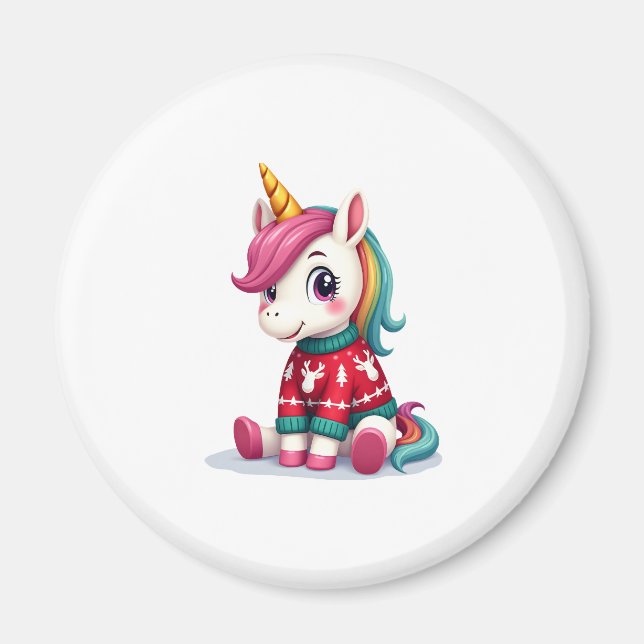Íman Unicorn with Christmas Sweater Unicorn Girls Chris (Frente)
