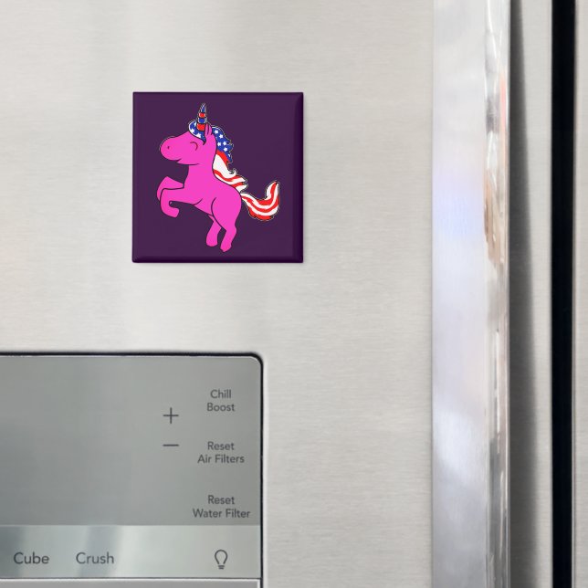 Íman Unicorn Yseta Rosa Patriótica EUA Sinalizador Mane (In Situ (Fridge))