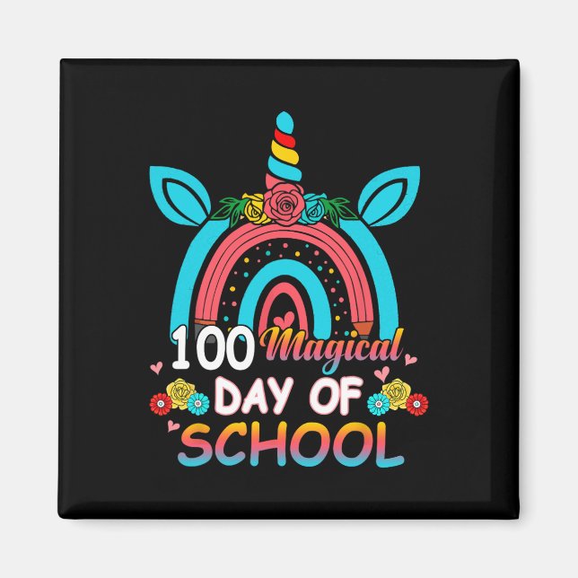 Íman Unicórnio Arco-Íris 100 Dias Mais Inteligente 100º (Frente)