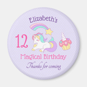 Íman Unicórnio Bonito com Estrela e Cupcake Fotografant