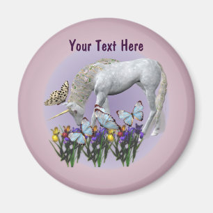 Íman Unicórnio Branco E Borboletas Fantasia Magnet