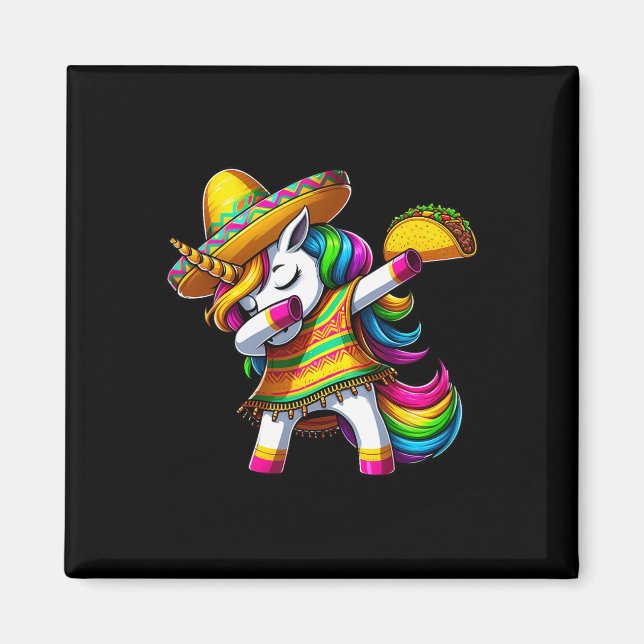 Íman Unicórnio Dançando Cinco De Mayo Festa Mexicana (Frente)