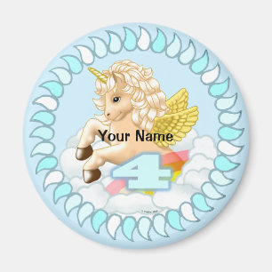 Íman Unicórnio de aniversário de 4 anos