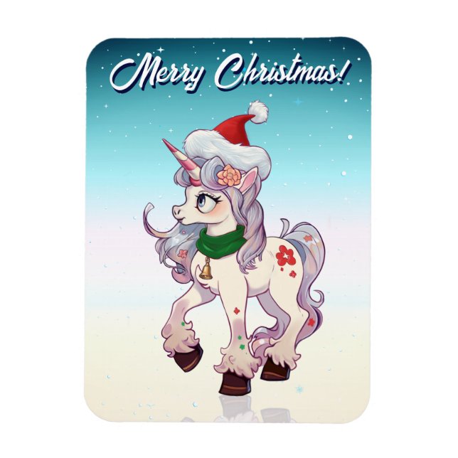 Íman Unicórnio de Natal Desenho Animado (Vertical)