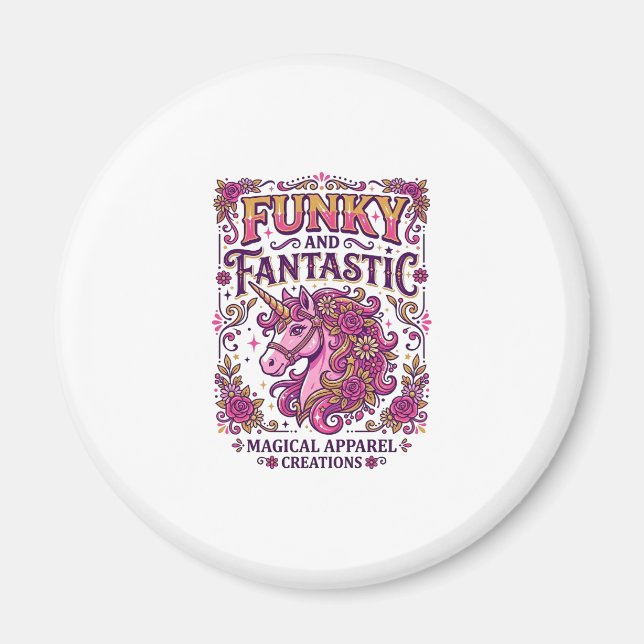 Íman Unicórnio Funky e Fantástico Design Stylish Zazzle (Frente)
