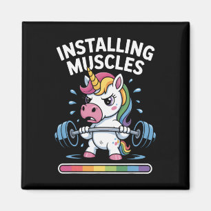 Íman Unicórnio Instalando Músculos Aguarde Bodybuildin