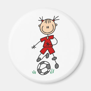 Íman Uniforme vermelho do futebol da menina