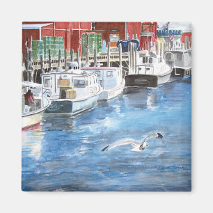 Íman Union Wharf Portland, Maine Aquarela