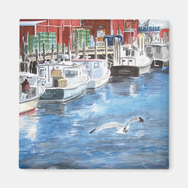 Íman Union Wharf Portland, Maine Watercolor