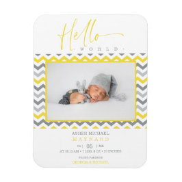 Íman Unisex Yellow Cinza Zigzag Hello World Newborn