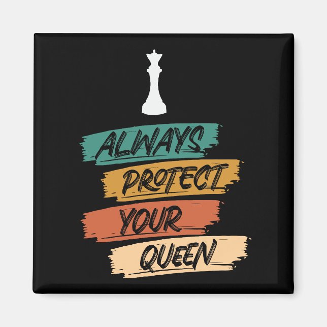 Íman Unitária Vintage Chess Queen Quote Sunset (Frente)