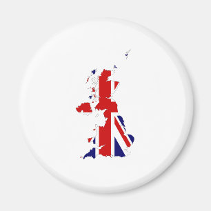 Íman United Kingdom Map Silhouette and Flag