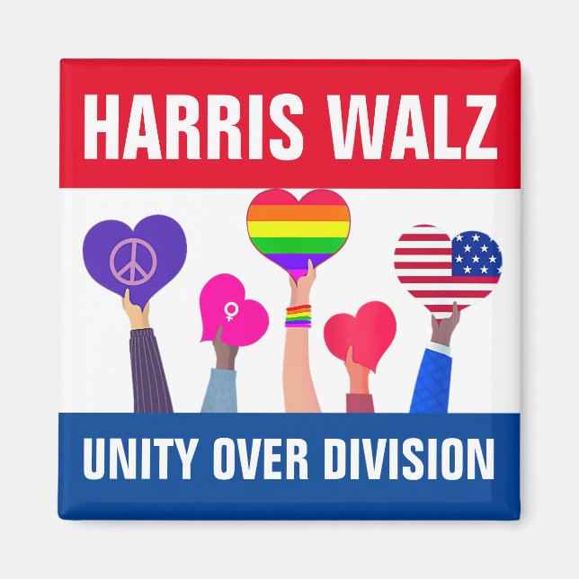 Íman Unity Over Division Harris Walz Tim Walz Red Blue (Frente)