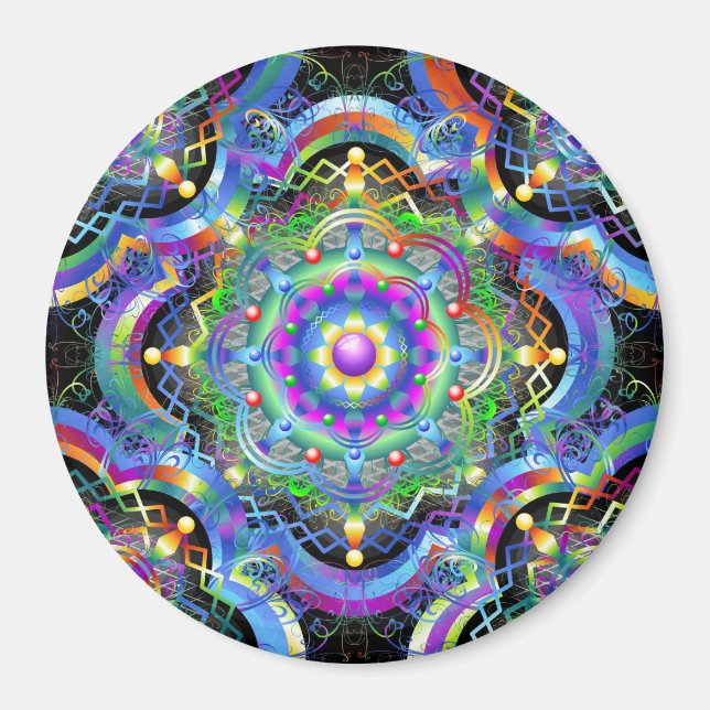 Íman Universo Mandala Cores Psicodélicas (Frente)