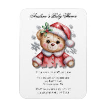 Ursa de Natal Fofa e Flocos de Neve Baby Shower