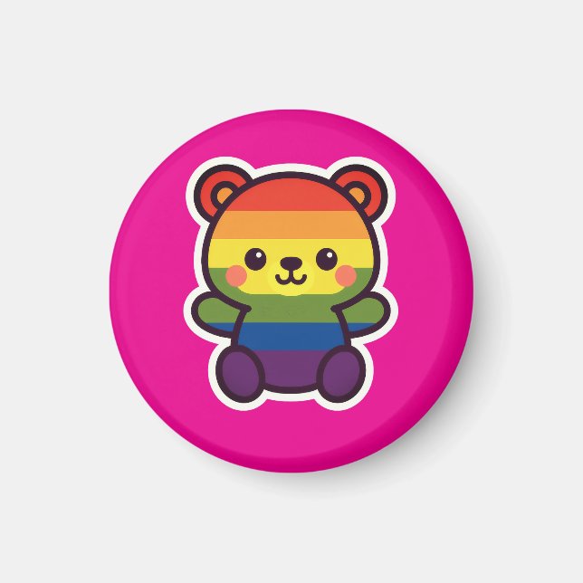 Íman Ursinho Arco-Íris Kawaii - Uma Esmagada LGBTQ+ Org (Frente)