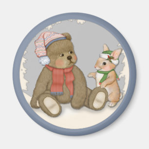 Íman Ursinho e coelho do Natal da neve