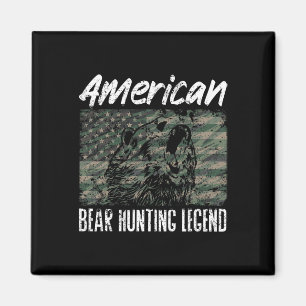 Íman Urso Americano Caçando Legenda Eua Bandeira Black