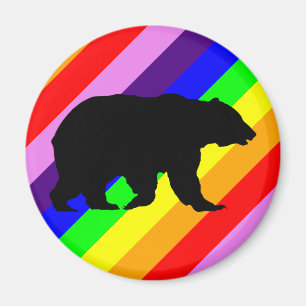 Íman Urso Arco-Íris Grizzly Silhueta Colorida Orgulho